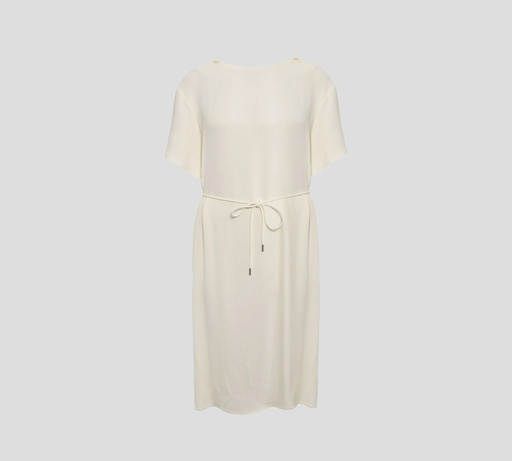 Herno - VESTIDO BLANCO CREMA CON CORDON AJUSTABLE EN CINTURA