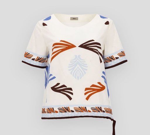 Herno - BLUSA BLANCA CON ESTAMPADO DE HOJAS DE PALMERAS