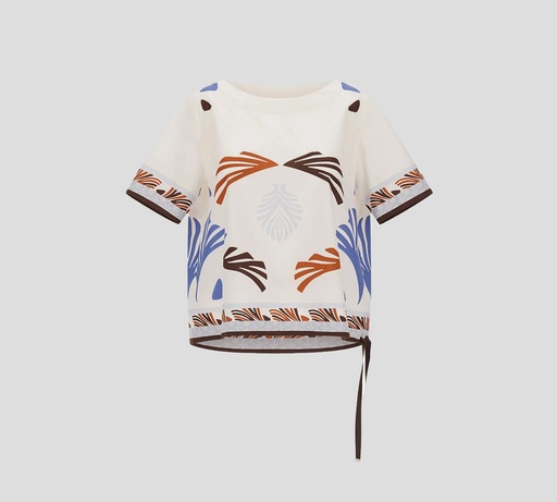 Herno - BLUSA BLANCA CON ESTAMPADO DE PALMERAS