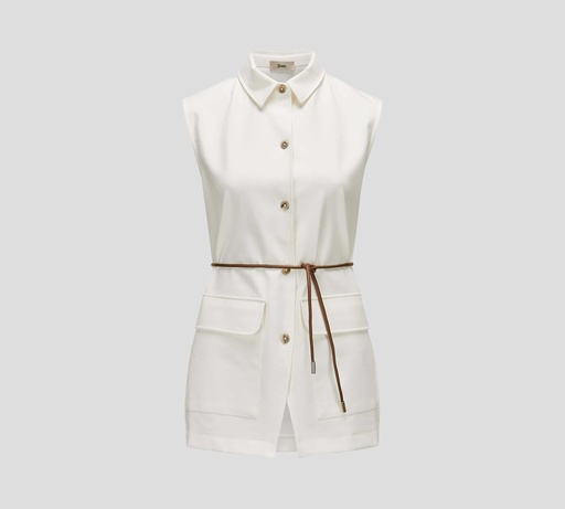 Herno - CAMISA BLANCA SON MANGAS CON CORDON MARRON