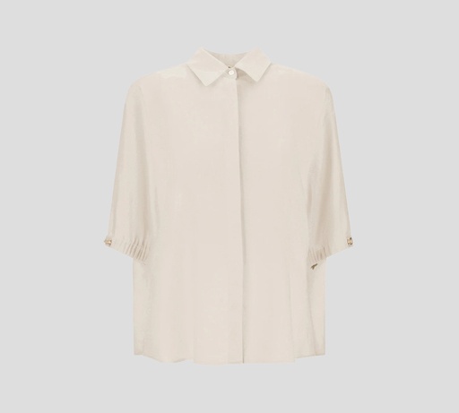 Herno - BLUSA BEIGE MANGA 3/4CON CORDONES EN LAS MANGAS