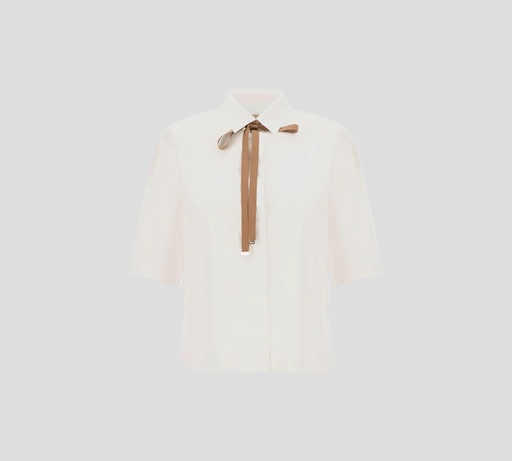Herno - CAMISA BLANCA MANGA CORTA CON CINTA EN CUELLO