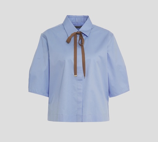 Herno - CAMISA AZUL MANGA CORTA CON CINTA EN CUELLO