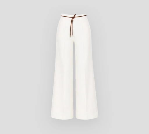 Herno - PANTALÓN BLANCO CREMA STRESS Y CORDÓN MARRON