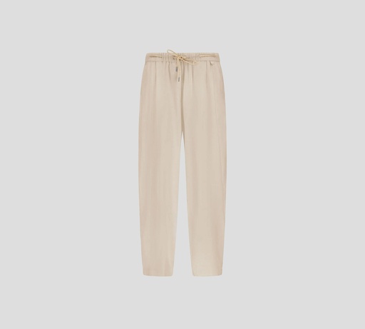 Herno - PANTALON DE LINO BEIGE CON CORDON EN LA CINTURA