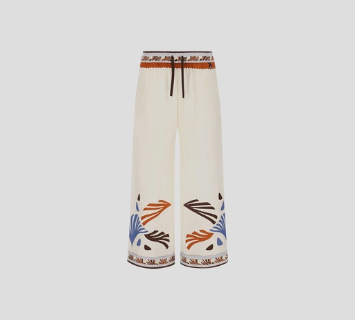 Herno - PANTALON BLANCO CON ESTAMPADO DE PALMERAS
