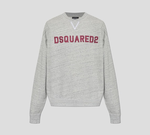 Dsquared2 - SWEATER GRIS CLÁSICO CUELLO REDONDO CON LOGO BORDADO